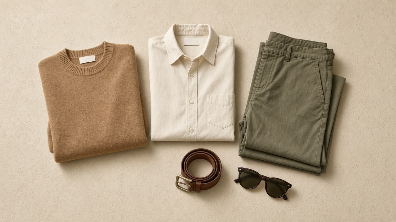 Flat-lay of new season clothing